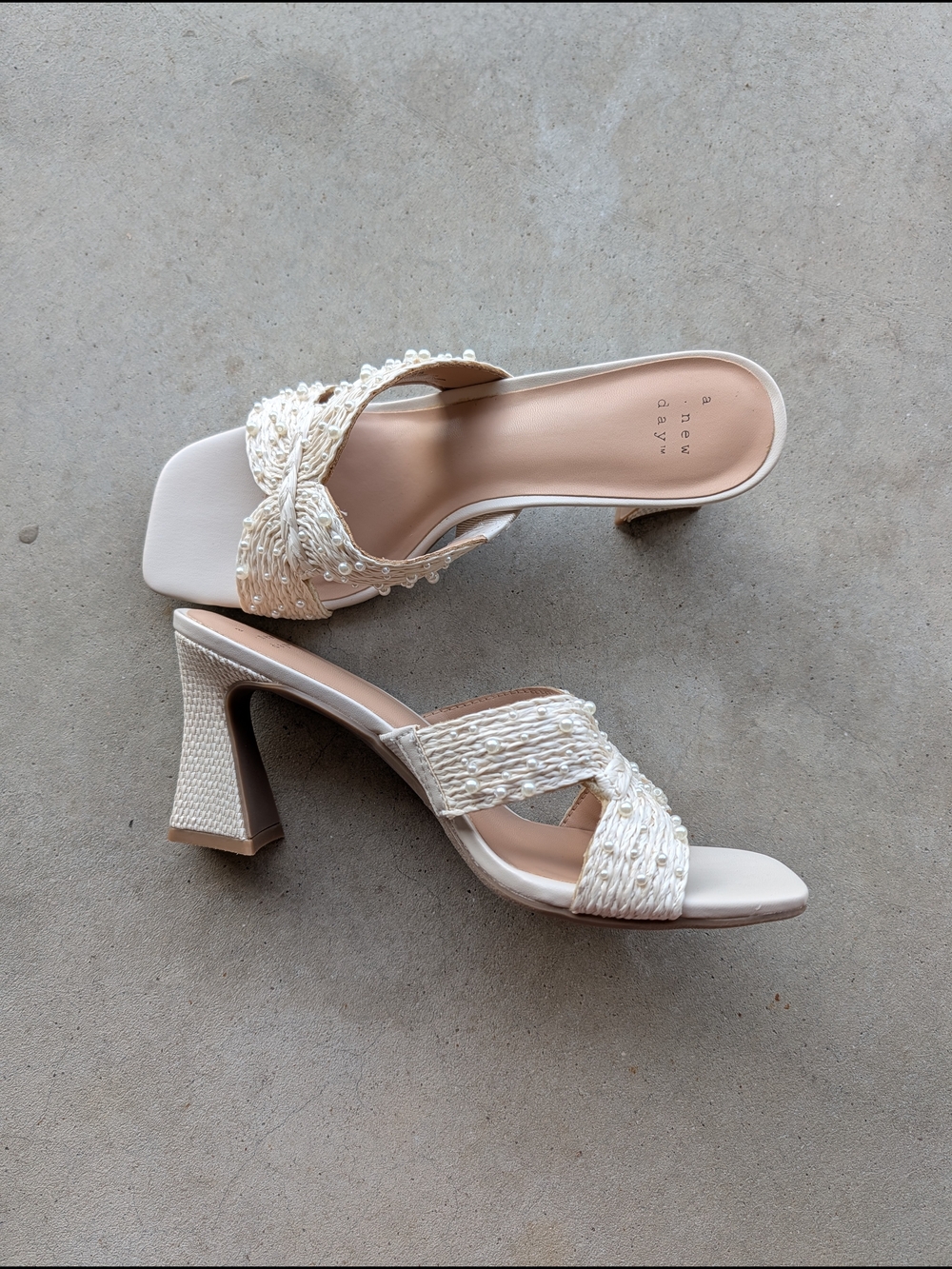 a new day Cream Braided Heeled Slide Sandals